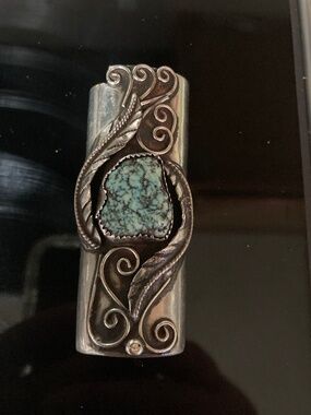 Sterling silver & Turquoise cigarette lighter holder